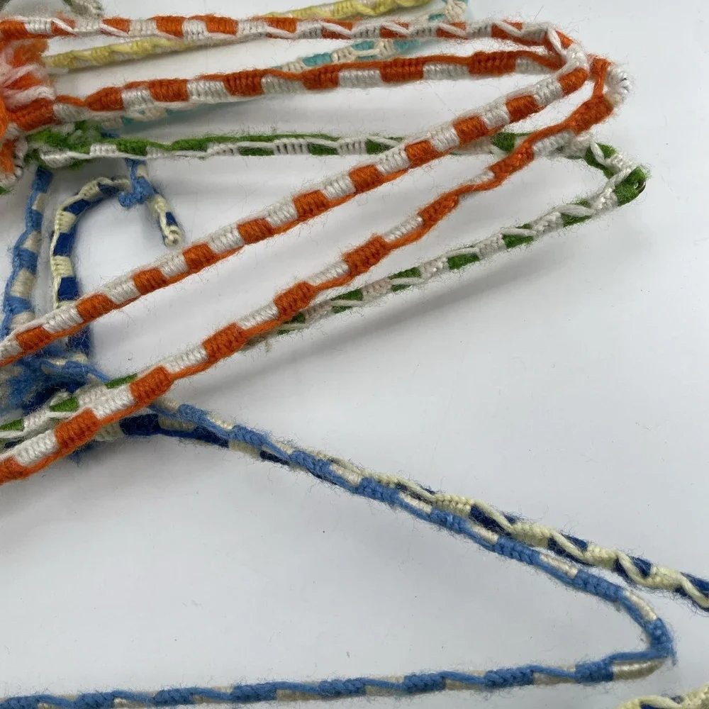 Vtg Crochet Yarn Covered Hangers Pom Pom Sturdy Double Wire Anti Slip Boho (b)